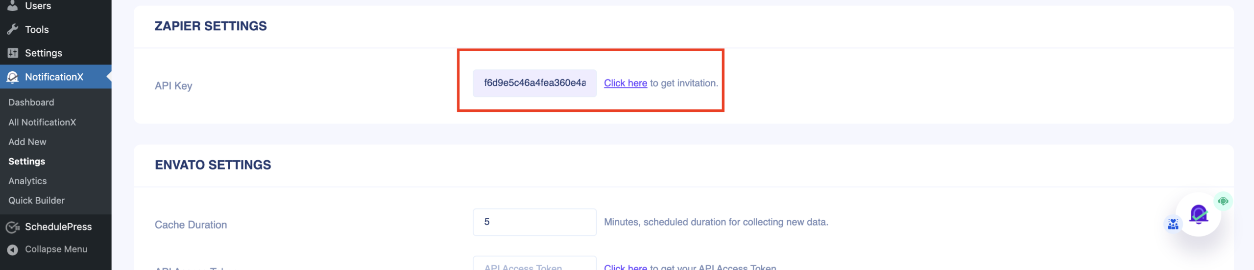 NX Zapier Settings API Key