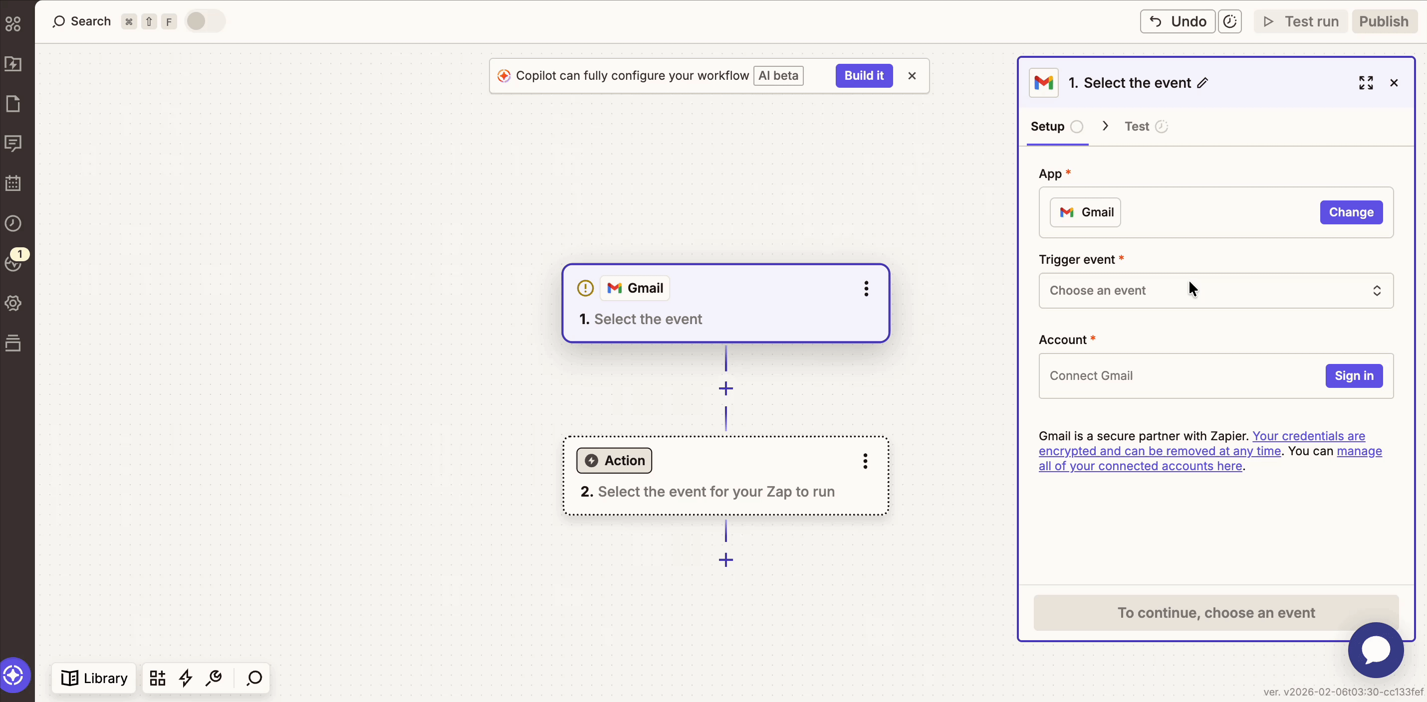 Choose the trigger event