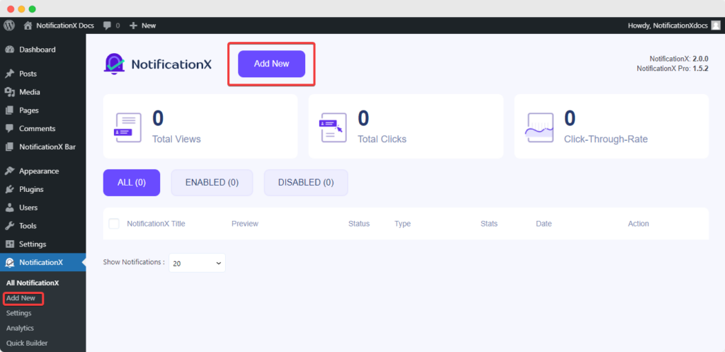 Add New Notification in NotificationX