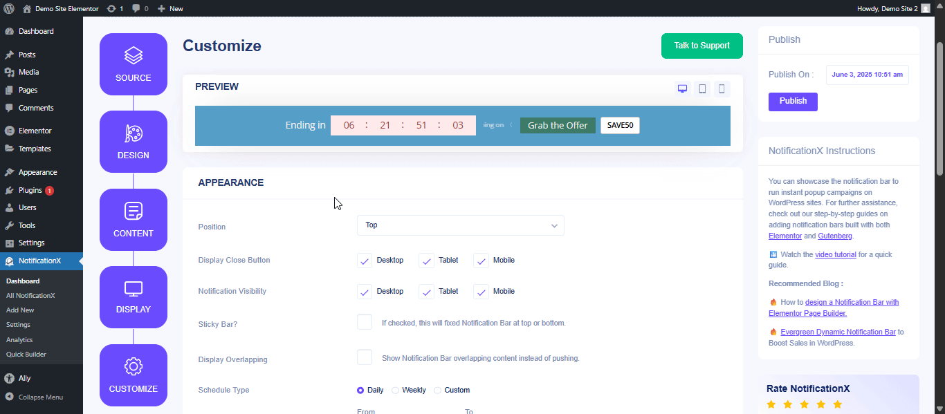 How to Use Notification Bar in NotificationX? 10 Notification Bar