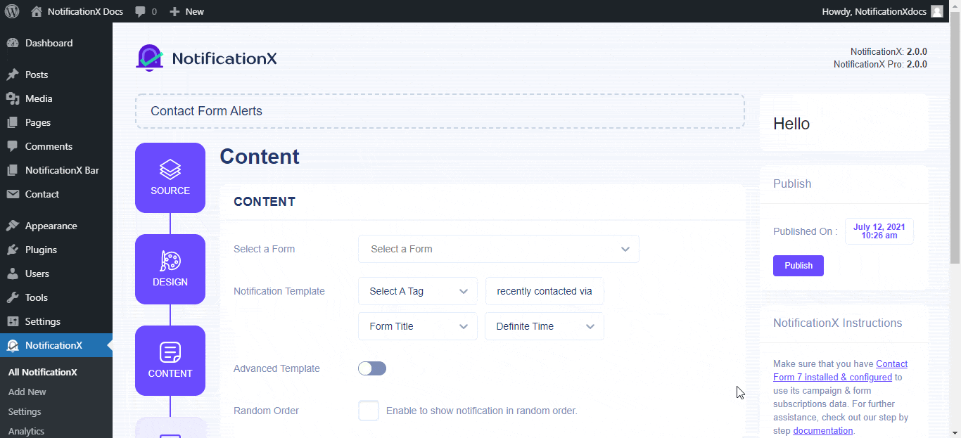 Como exibir o alerta de envio de formulários Ninja usando NotificationX? 3