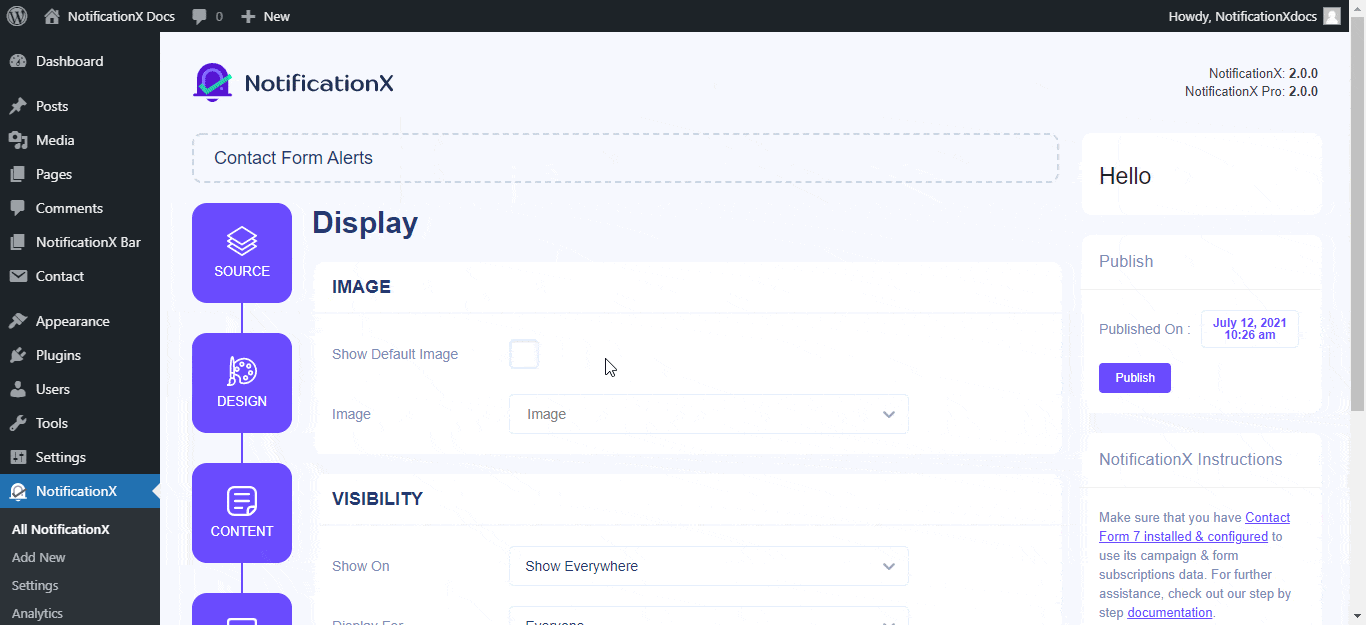 Formes de gravité NotificationX