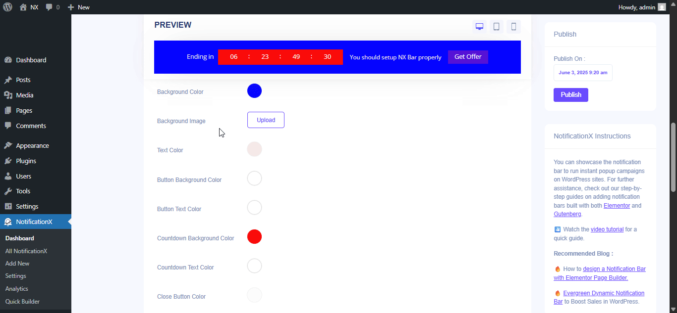 Como projetar barra de notificação com Elementor e NotificationX 4 notification bar with Elementor