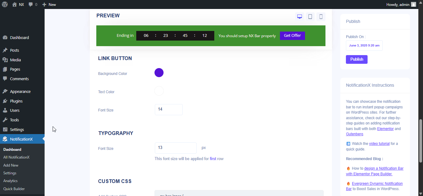 Como projetar barra de notificação com Elementor e NotificationX 5 notification bar with Elementor