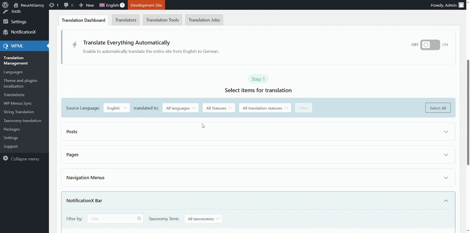 翻译 NotificationX