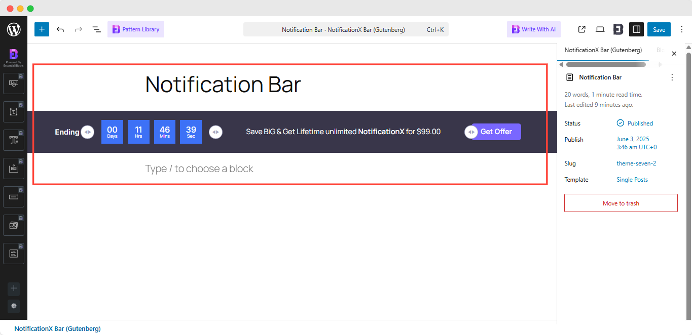 How To Configure A Notification Bar In Gutenberg With NotificationX? 17 Configure A Notification Bar In Gutenberg