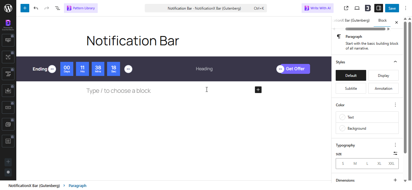 How To Configure A Notification Bar In Gutenberg With NotificationX? 18 Configure A Notification Bar In Gutenberg