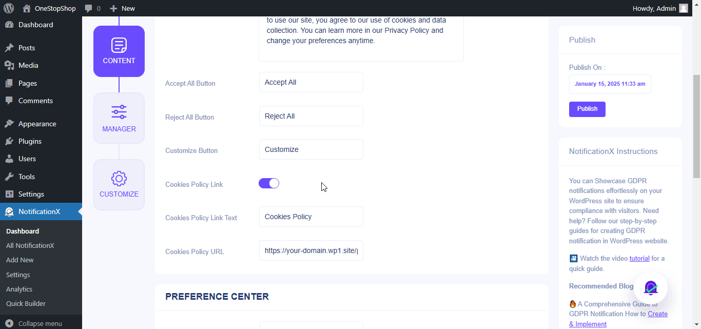 cookies policy for website