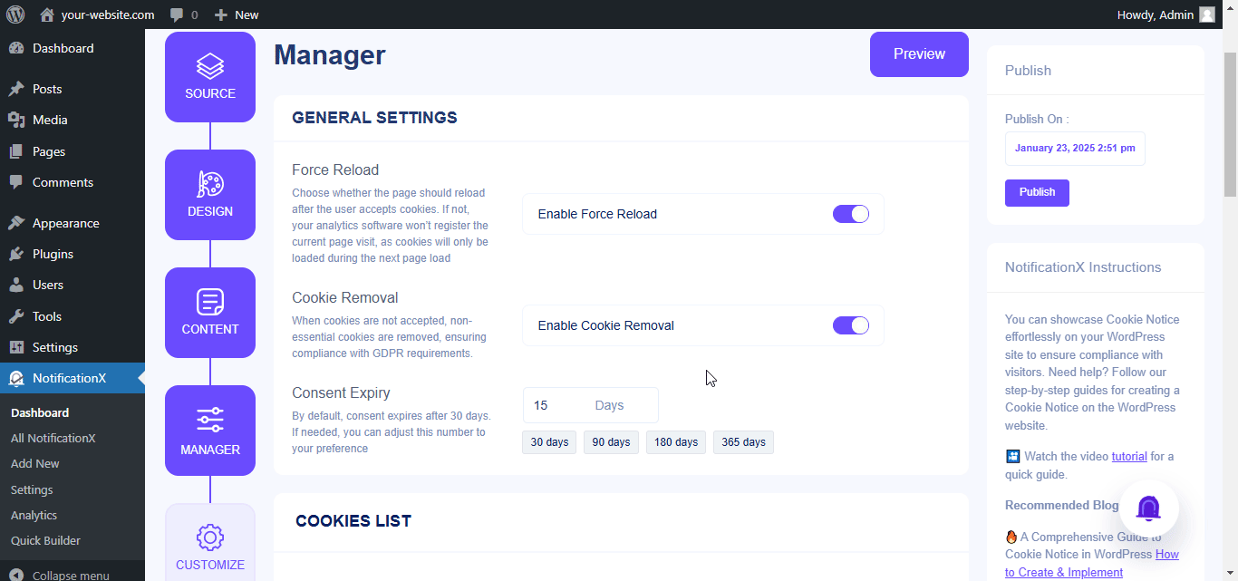 cookies policy for website