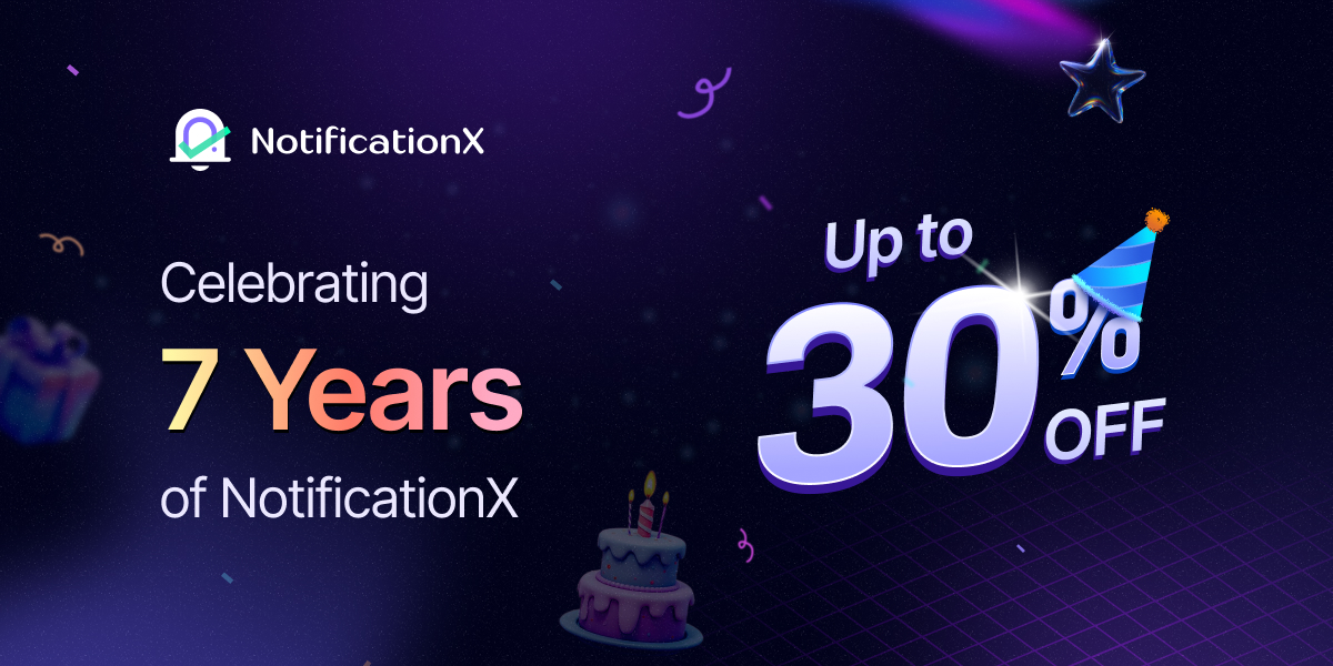 NotificationX Turns 7: A Journey of Powering Up Marketing Strategy 9 NotificationX turns 7 with special deal