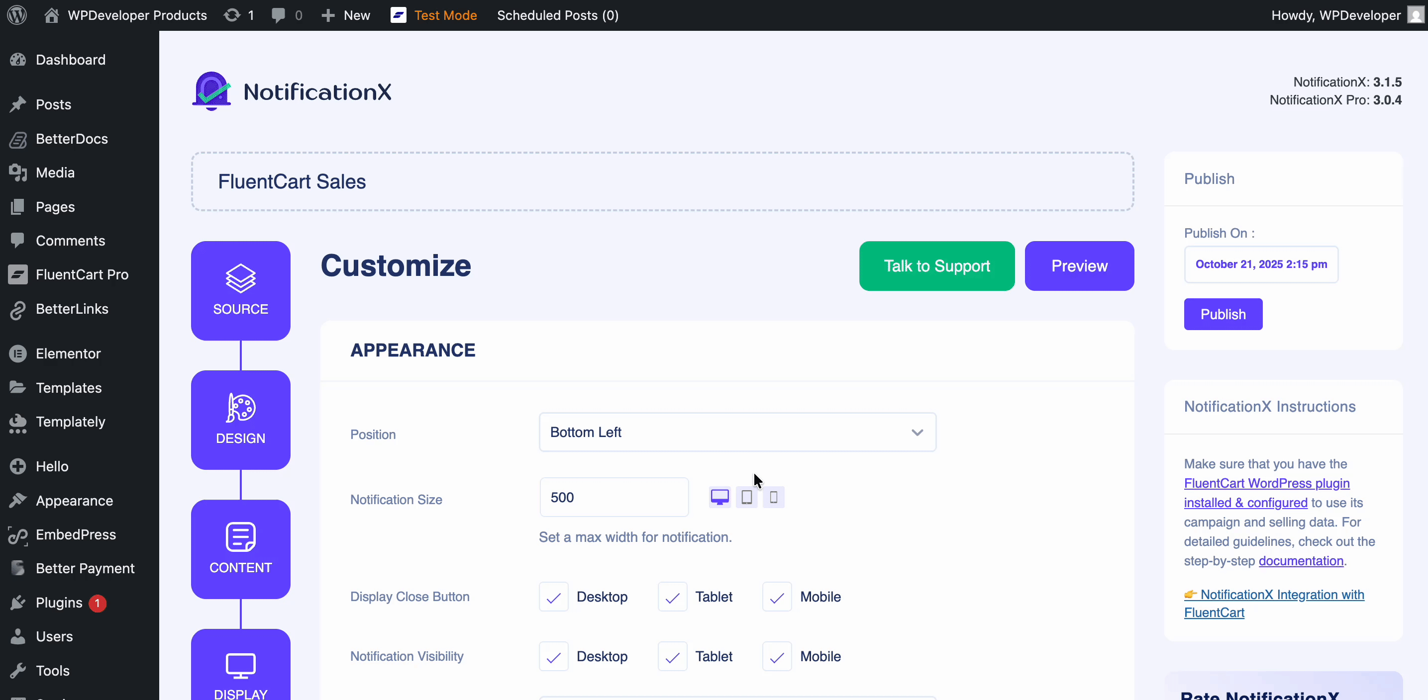 How to Set Up ‘FluentCart Sales Notifications’ with NotificationX? 6 Customize appearance & more