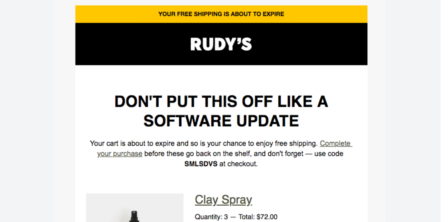 Send cart abandonment