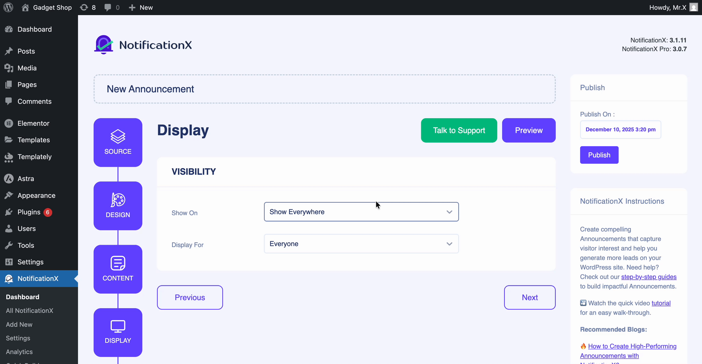 How to Show Announcement on WordPress Website with NotificationX 6 Control announcement visibility
