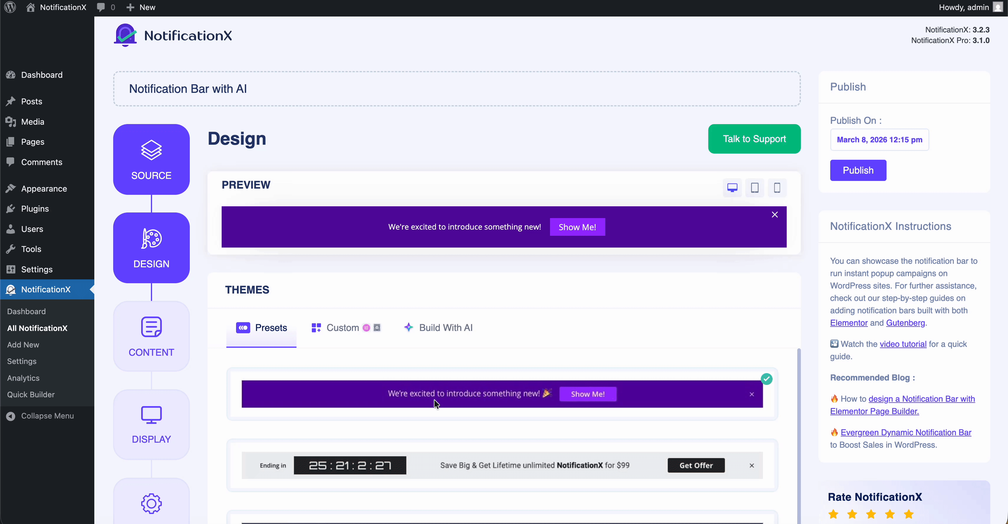 building notification bar with AI