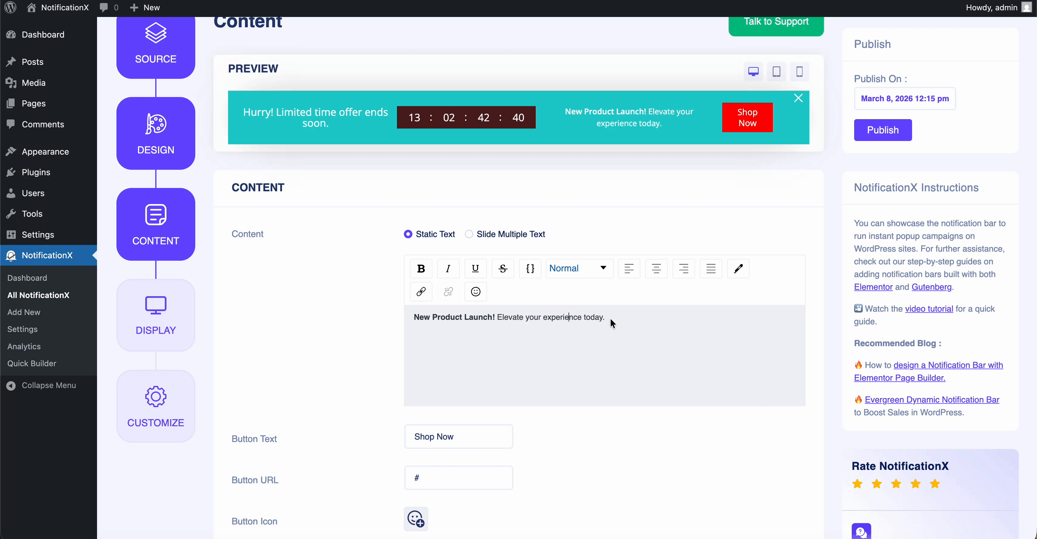 adding content to the notification bar