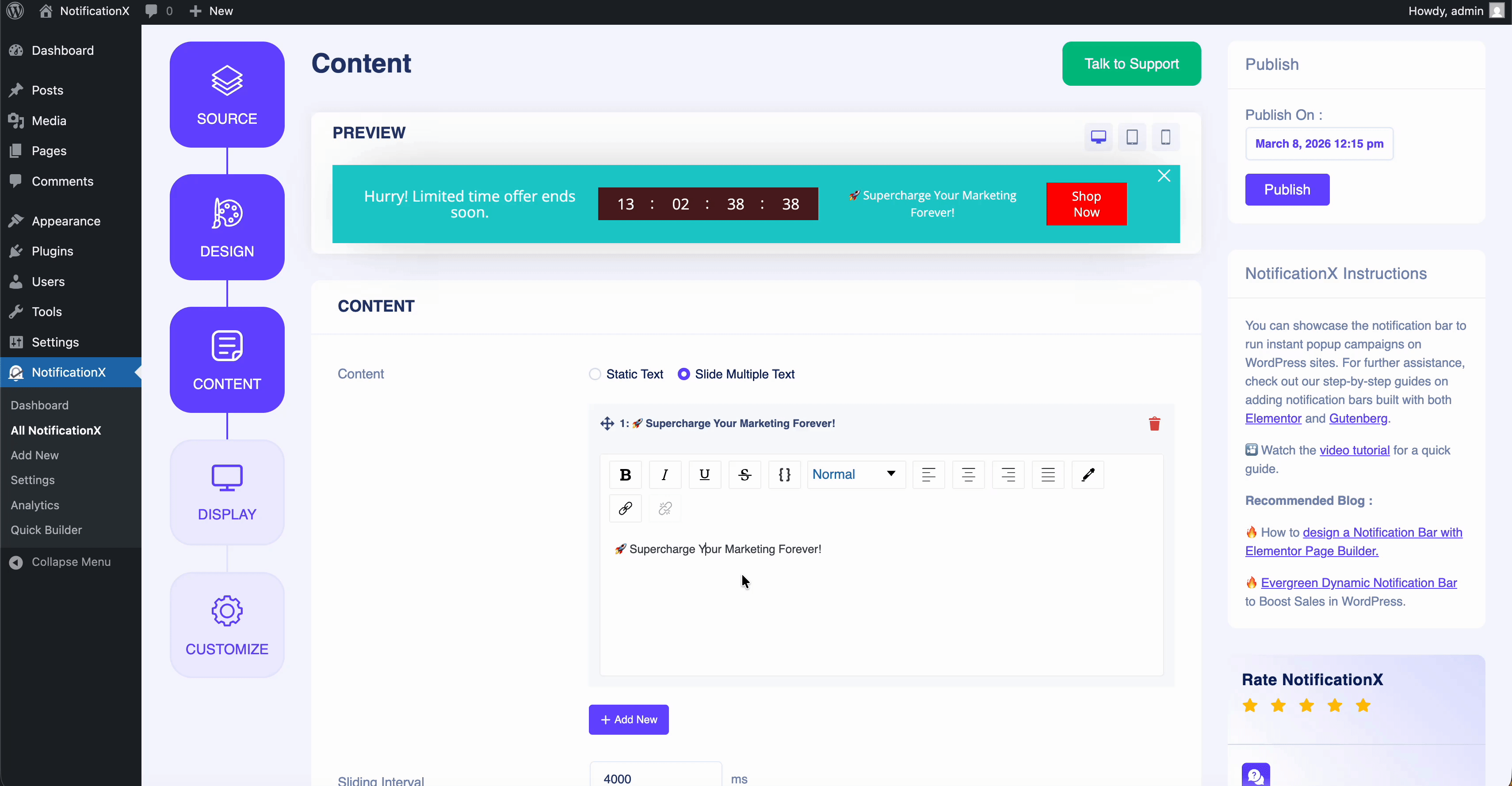 adding content to the notification bar