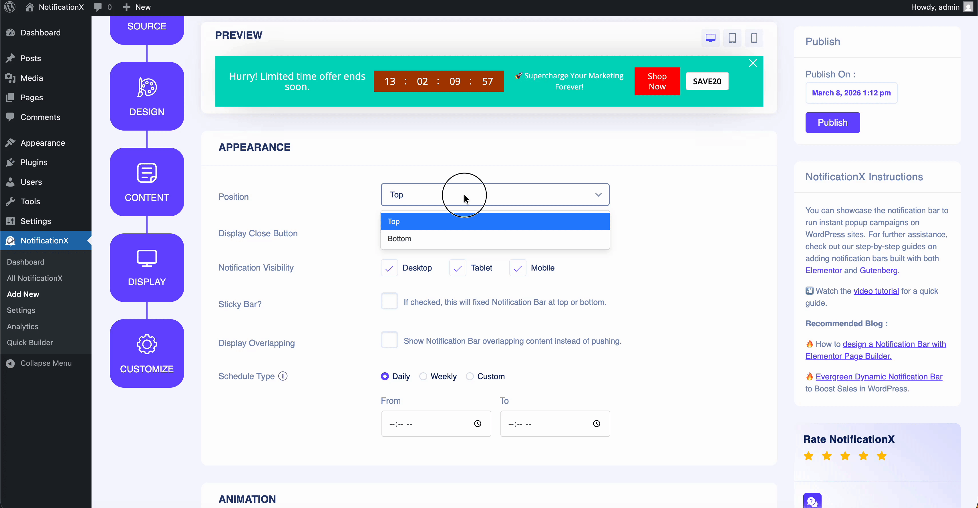 customize notification appearance