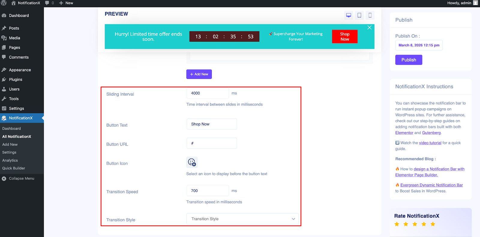 notification bar with ai