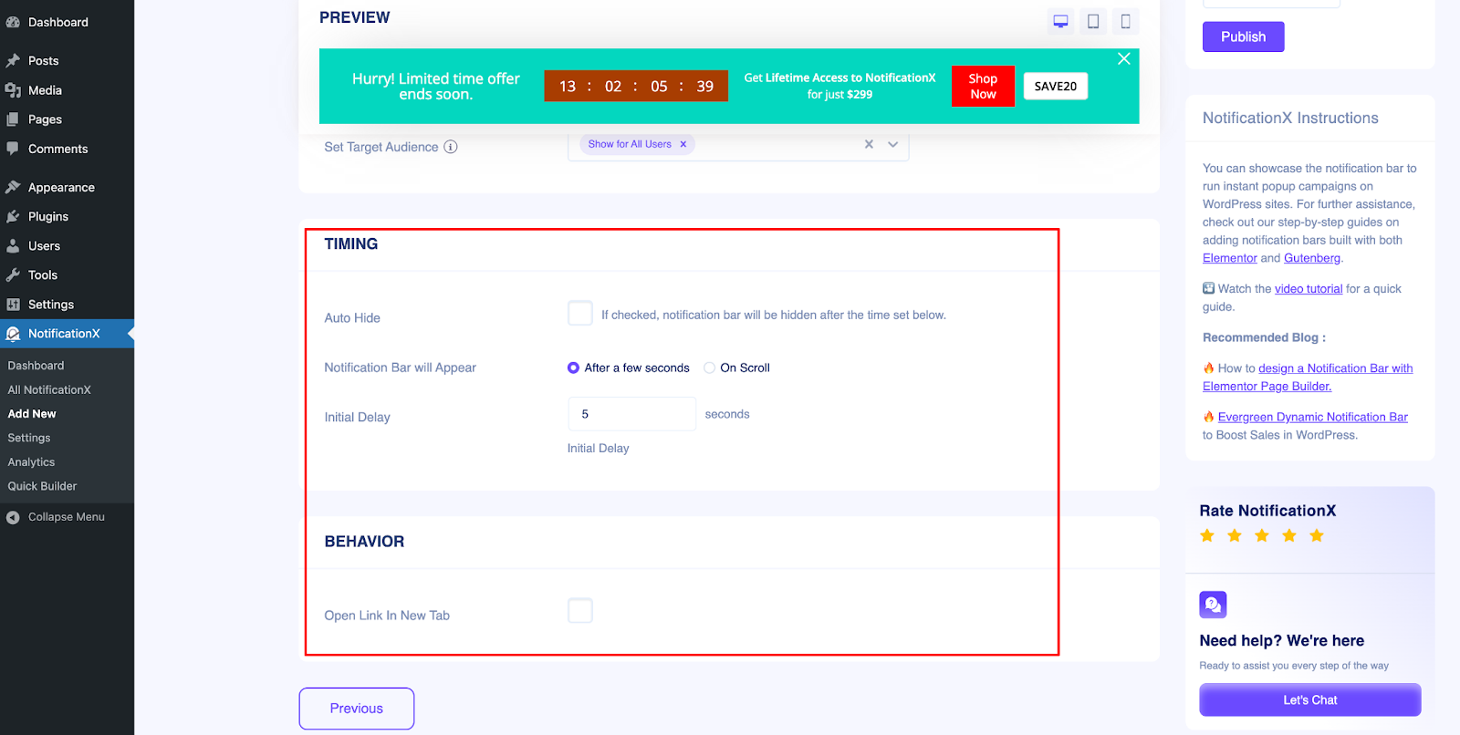 notification bar with ai