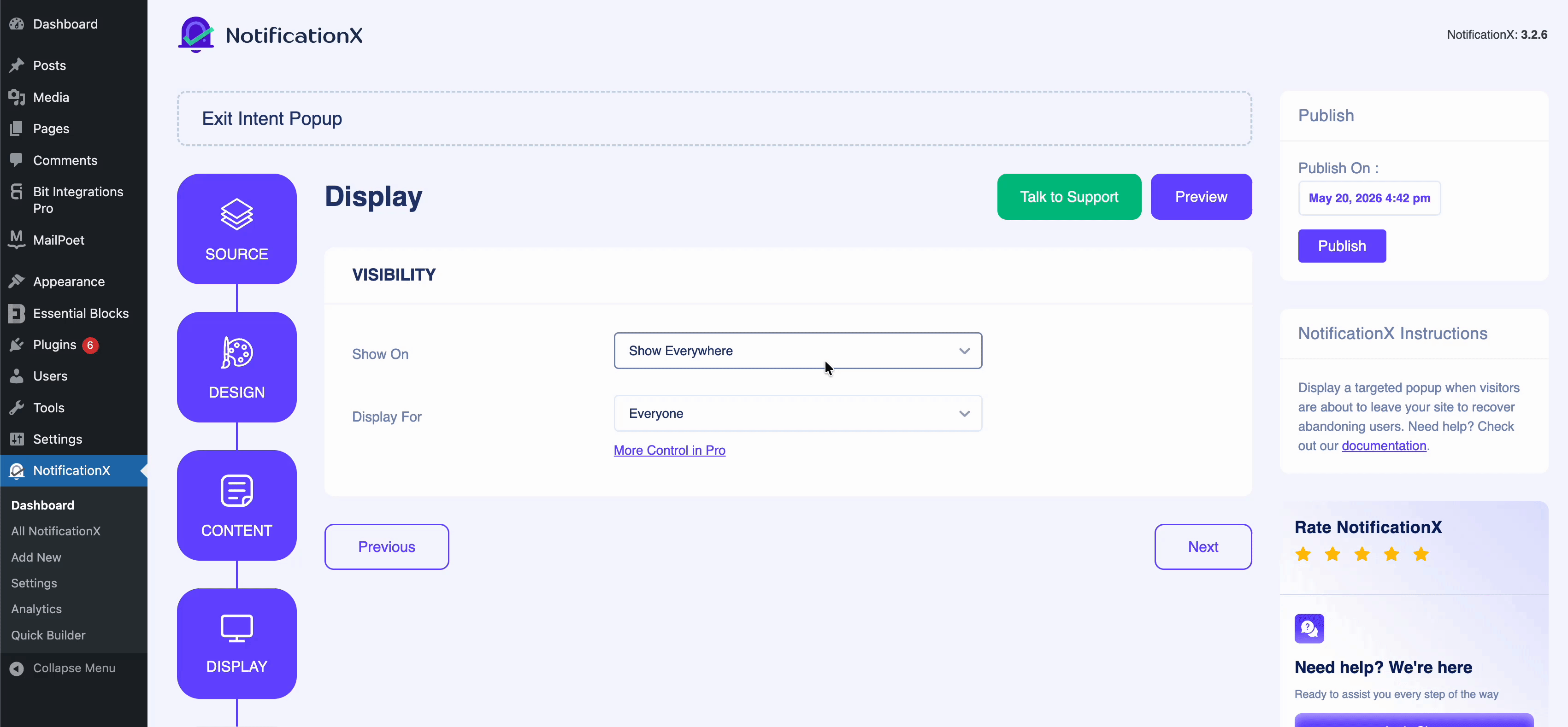 exit intent popup visibility