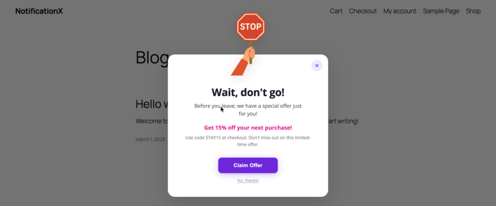 How to Configure Exit Intent Popup in NotificationX?