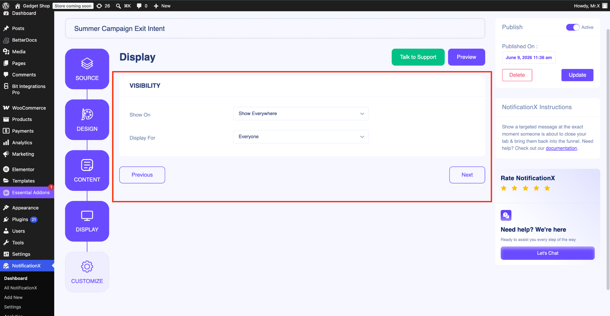 Control Visibility of your notification