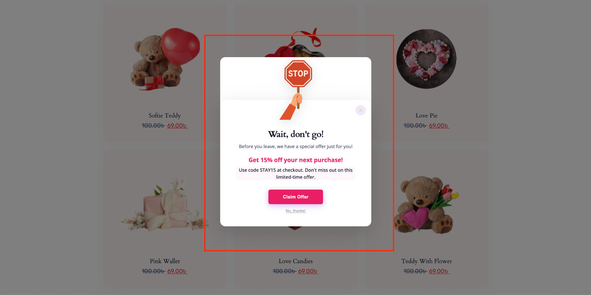 Final Outcome of Popup
