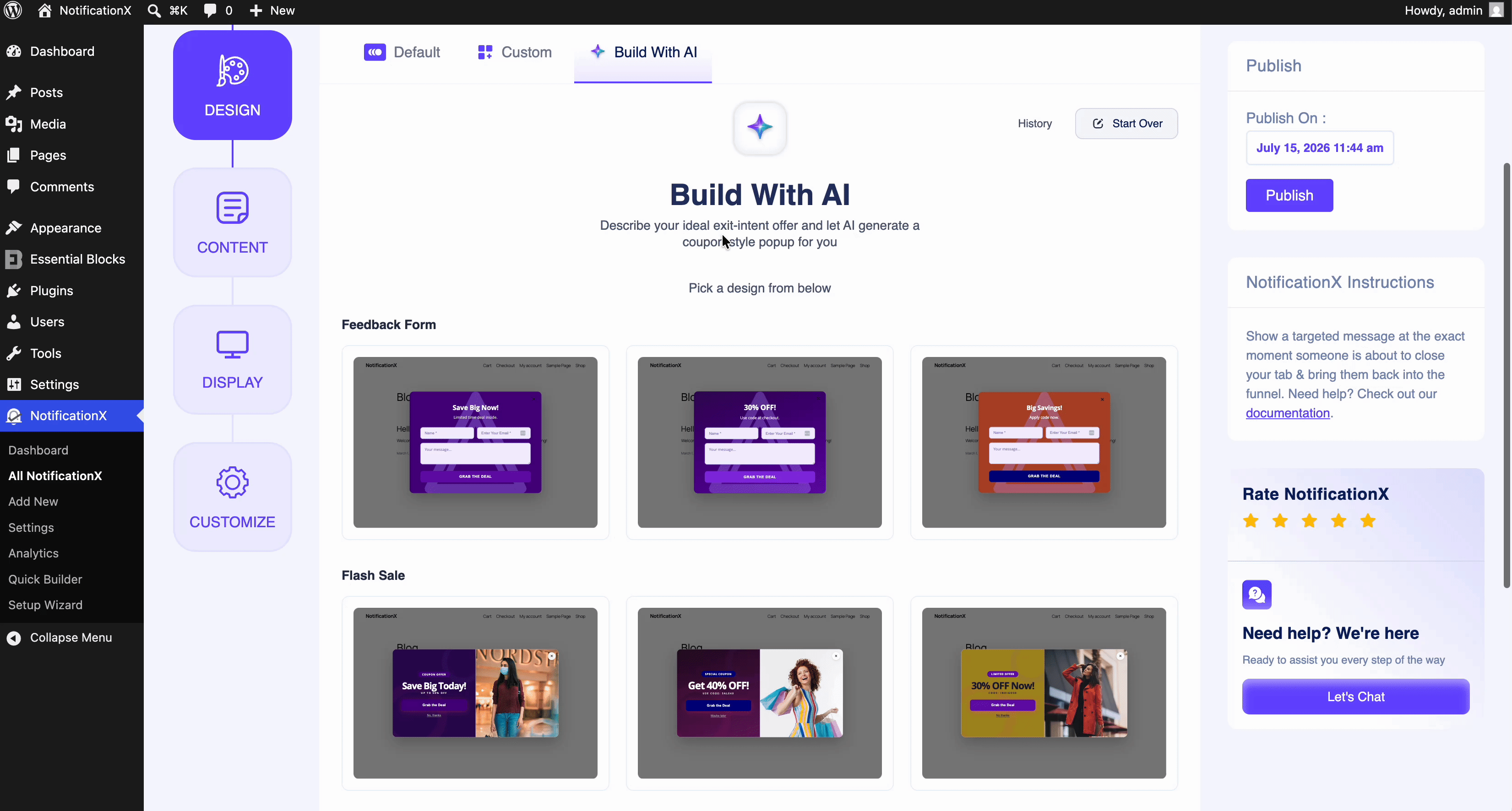 How to Create an Exit Intent Popup with AI Using NotificationX 4 ai generated exit intent popup