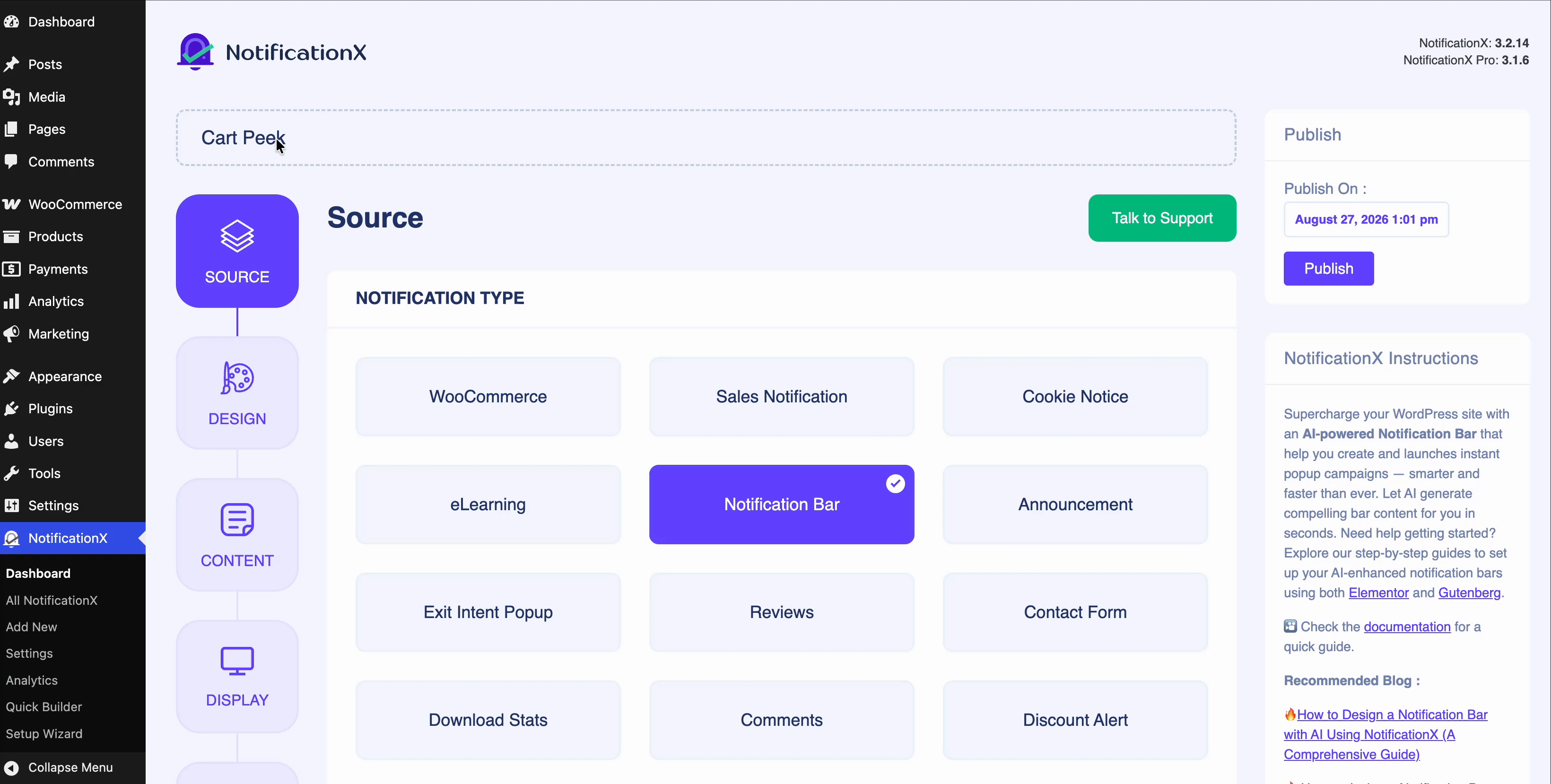 How to Create a Cart Peek Notification Using NotificationX