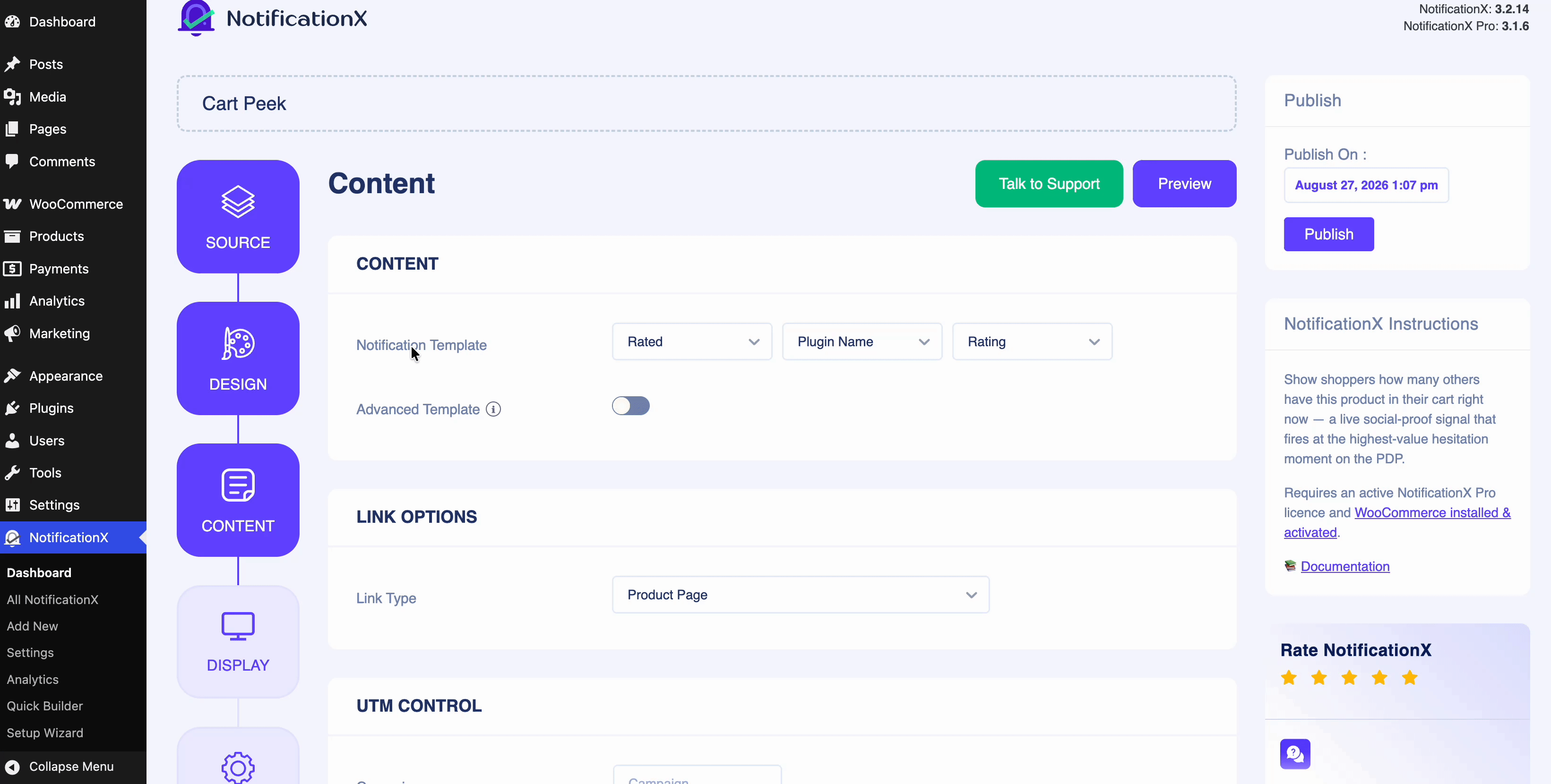 How to Create a Cart Peek Notification Using NotificationX