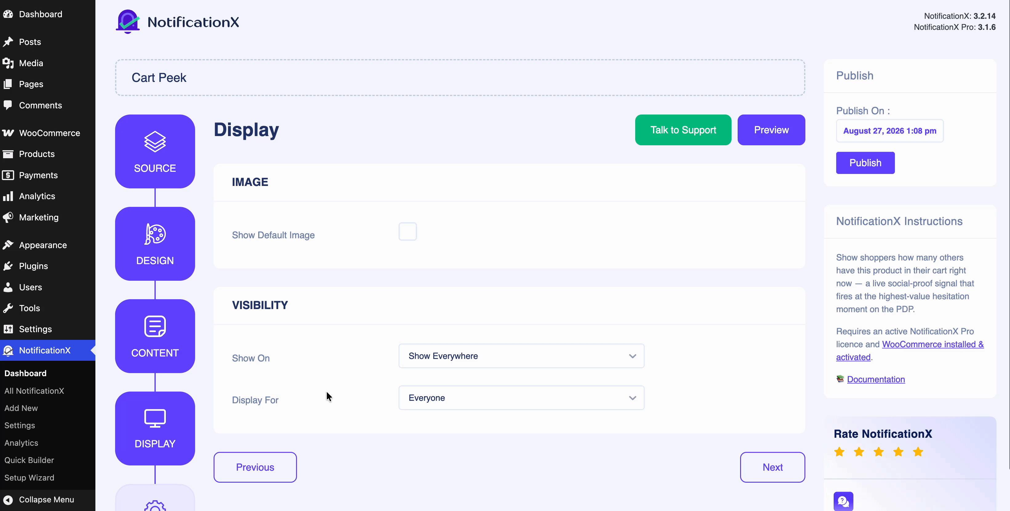 How to Create a Cart Peek Notification Using NotificationX