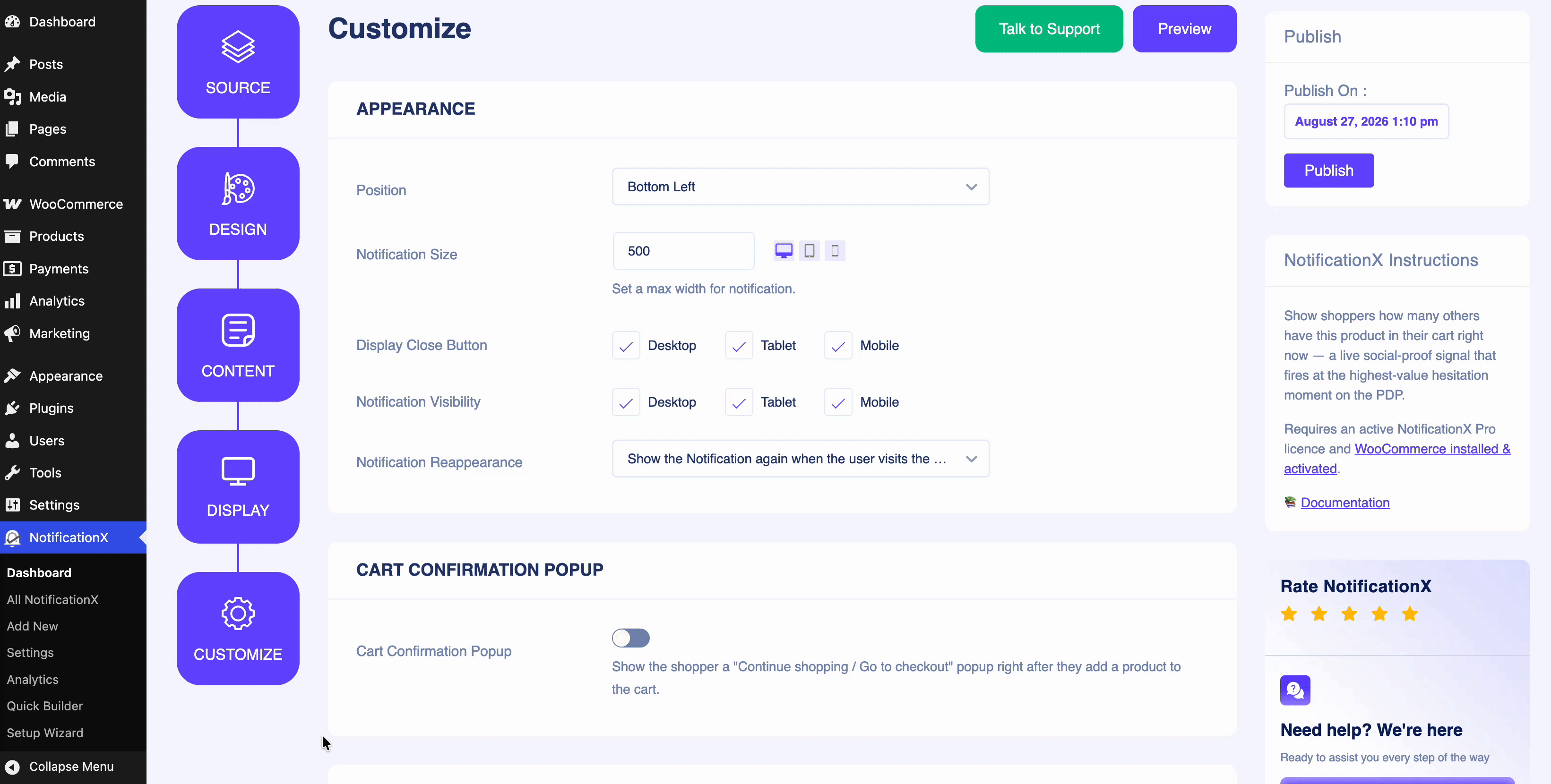 How to Create a Cart Peek Notification Using NotificationX