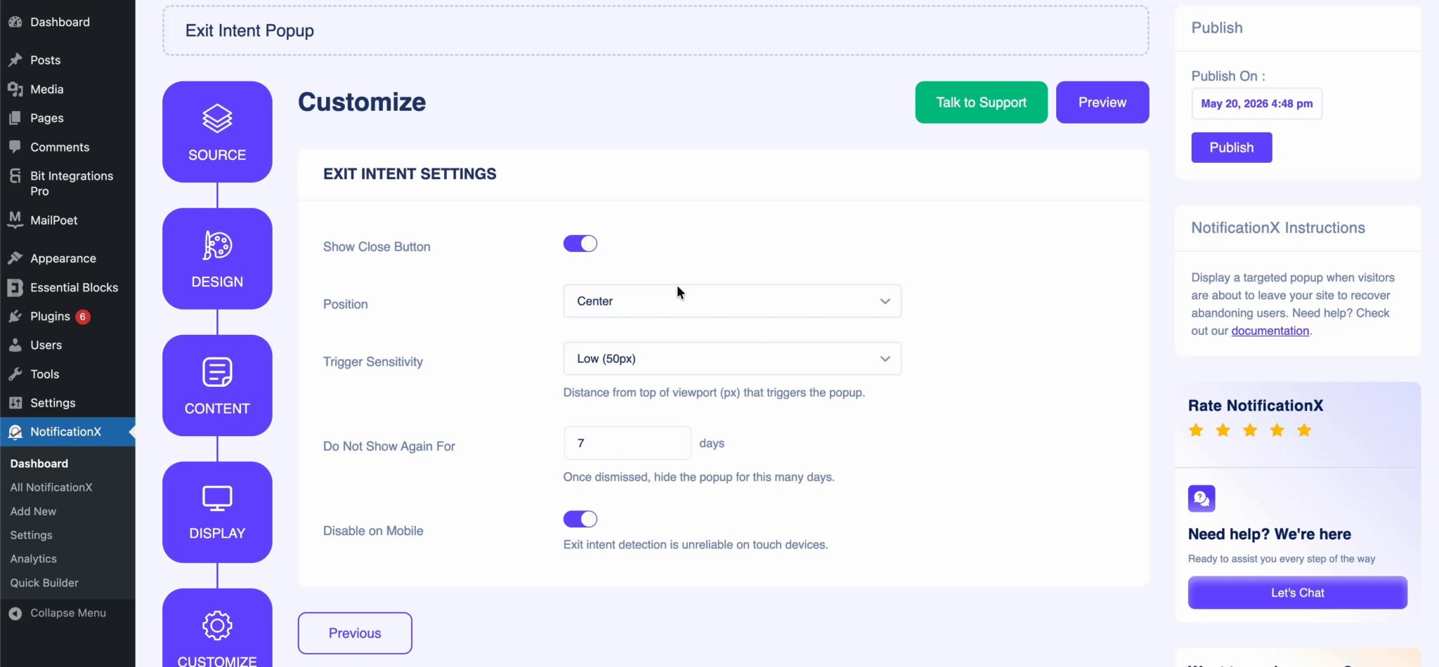 AI-Powered Exit Intent Popup: Create High-Converting Popups in Seconds with NotificationX 7 AI-powered exit intent popup