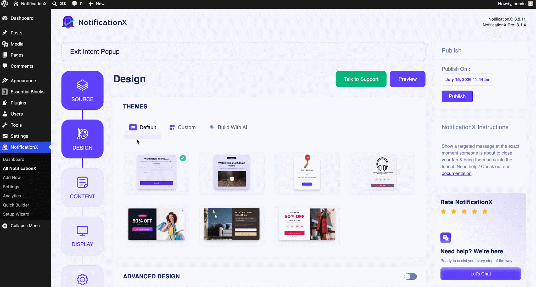 AI-Powered Exit Intent Popup: Create High-Converting Popups in Seconds with NotificationX 4 AI-powered exit intent popup