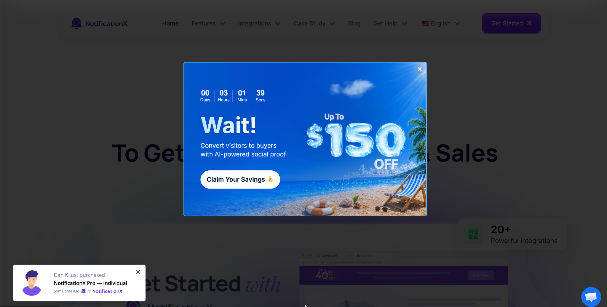 exit intent popup notifications