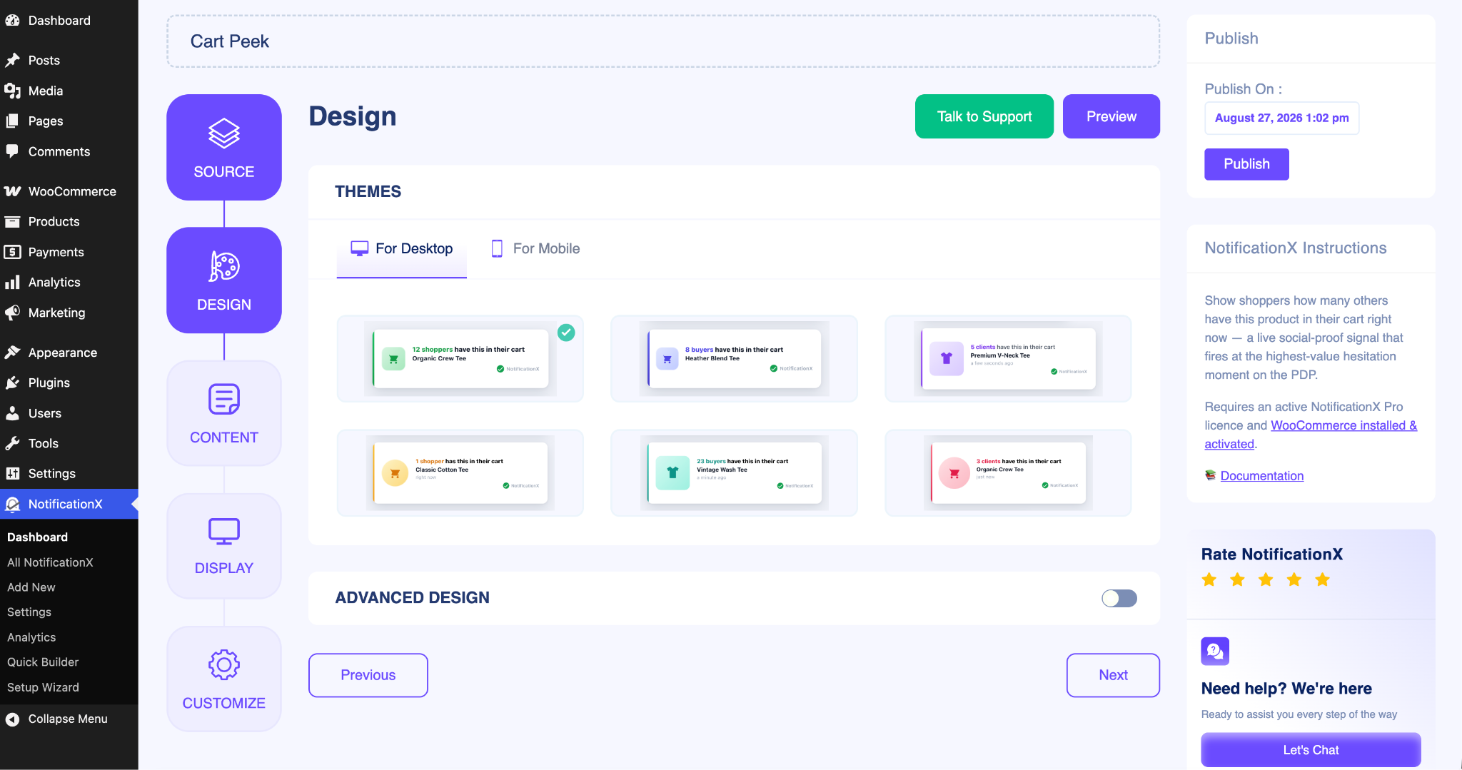 How to Create a Cart Peek Notification Using NotificationX